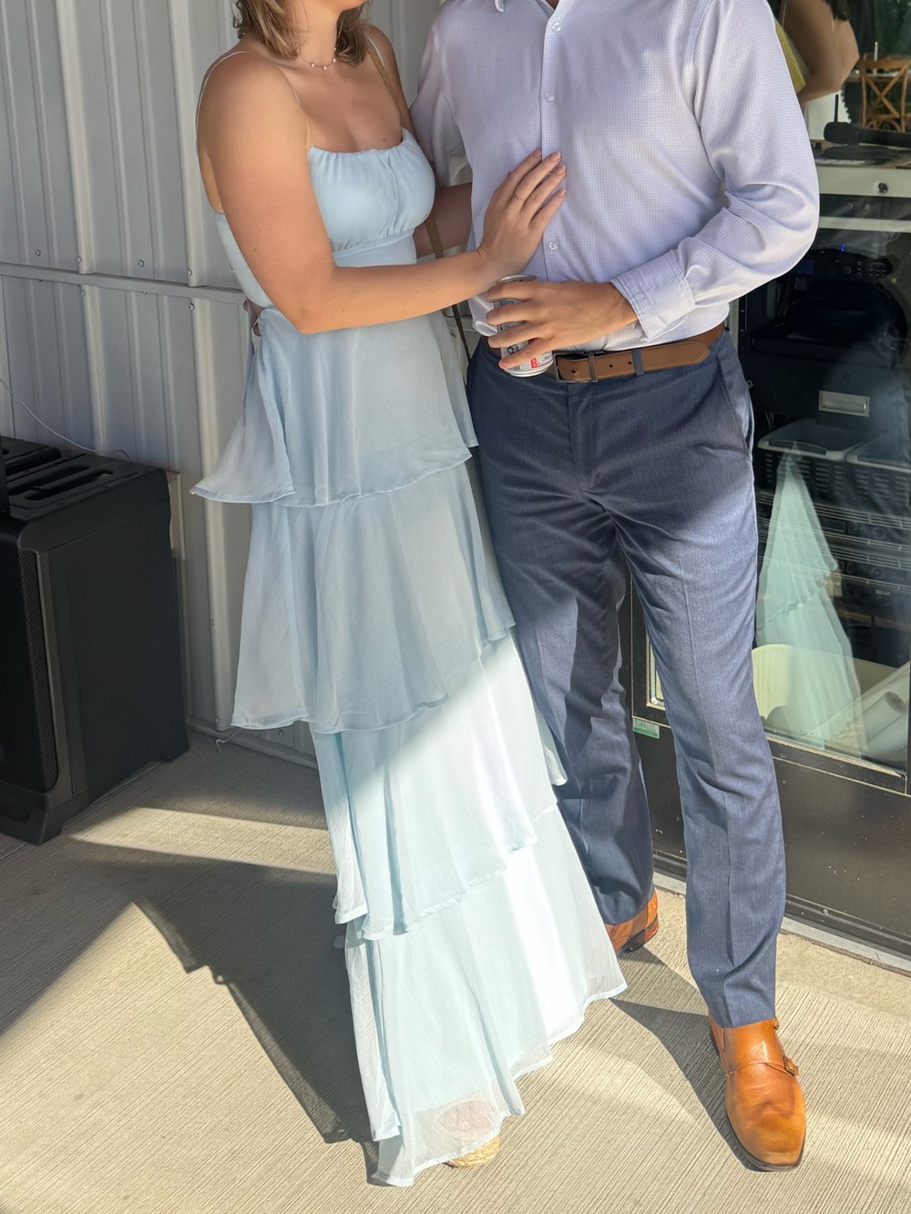 Light Blue Tiered Ruffle Maxi Dress